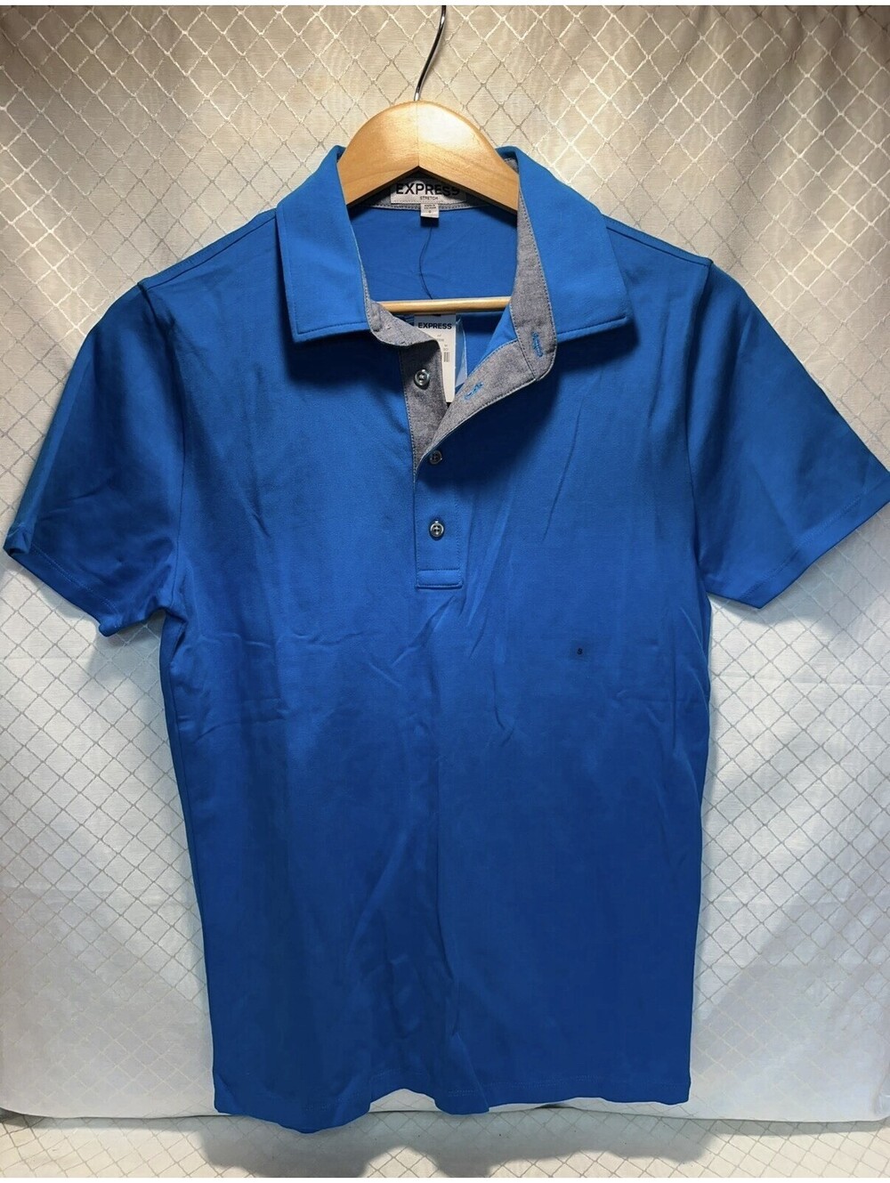Men's Express Short Sleeve Stretch Blue Polo Size Small NWT